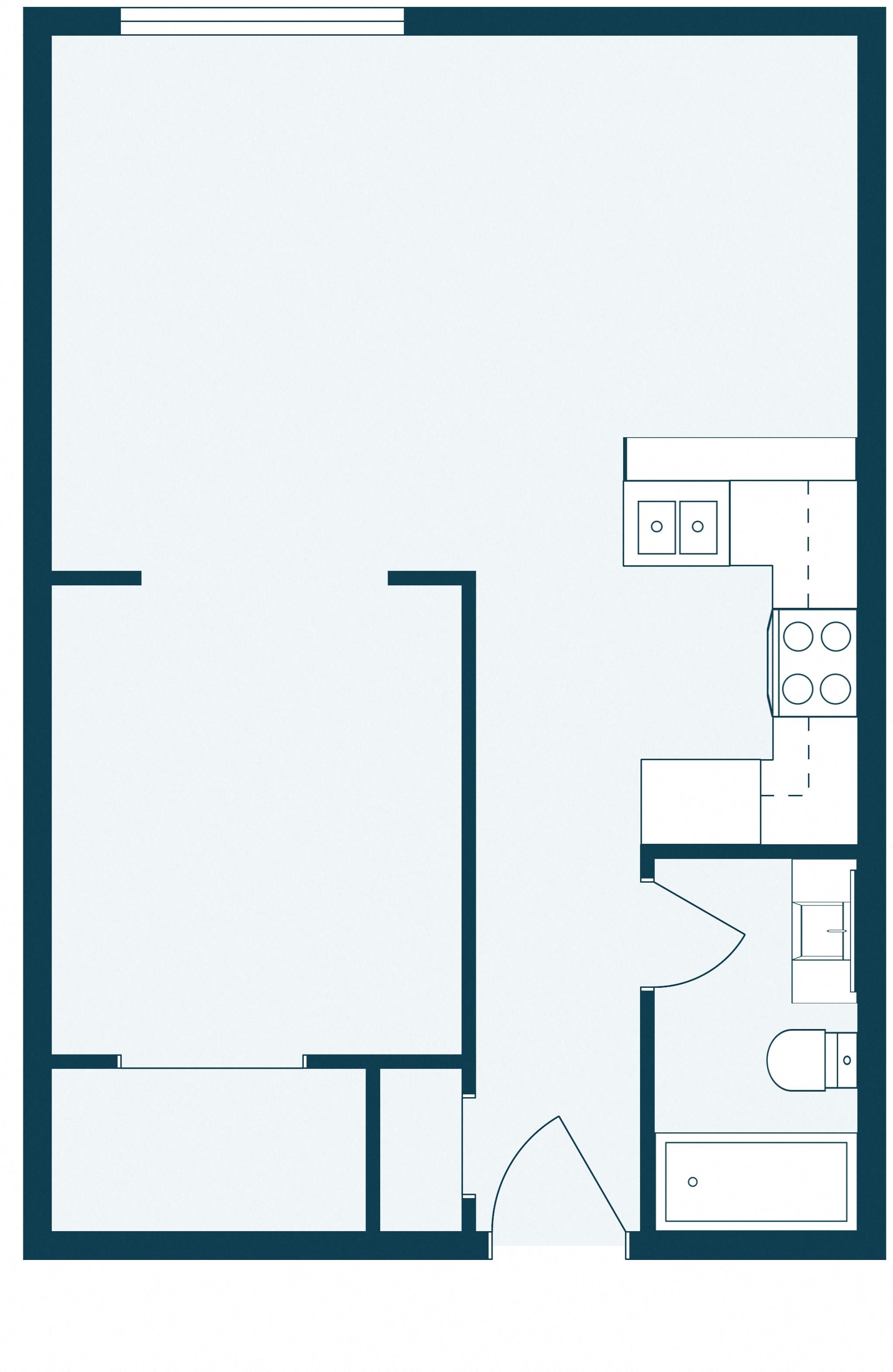 Rosegate Apartments | Efficiency | Plan 01D Rosegate Apartments | Efficiency | Plan 01D